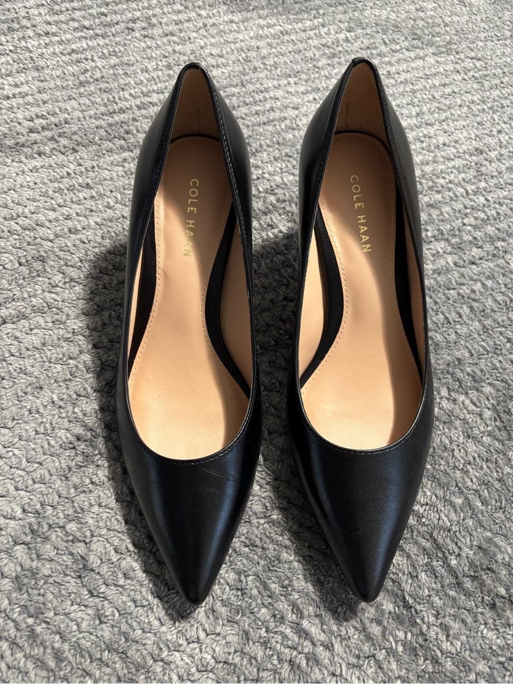 Cole Haan Mylah Black Pointed-Toe Leather Pumps Size 7.5